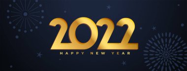 Altın 2022 metin yeni yıl bayrak tasarımı