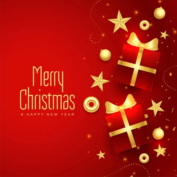 Joyeux Noël Carte Cadeau Rouge Fond Design — Image vectorielle