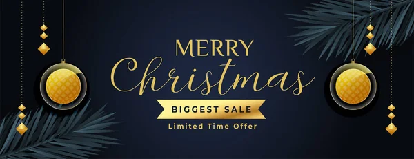 Krásný Vánoční Pozdrav Prodej Banner Dekorativní Zlatý Design — Stockový vektor