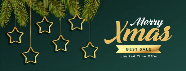 Рождественский Бестселлер Рекламный Баннер Звездами Украшения — стоковый вектор