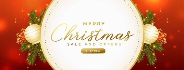Sezónní Vánoční Prodejní Banner Realistickým Designem Prvků — Stockový vektor