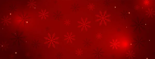 Rosso Modello Fiocchi Neve Lucido Disegno Banner Reale — Vettoriale Stock