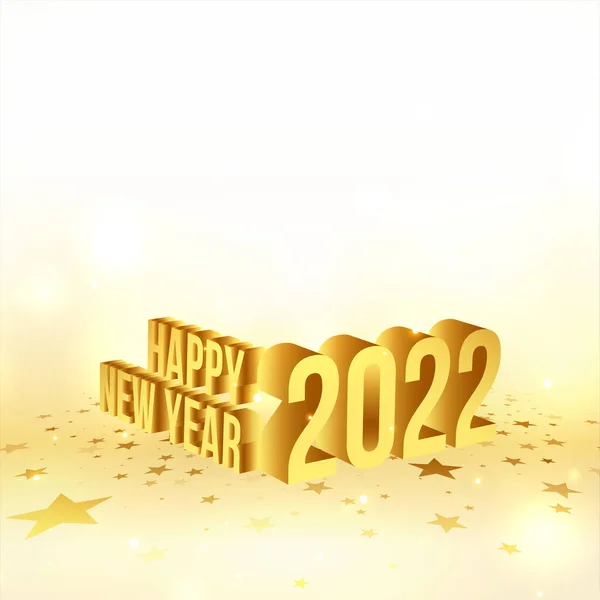 快乐新年2022金3D风格贺卡设计 — 图库矢量图片
