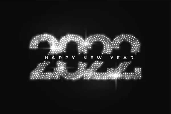 Feliz Año Nuevo 2022 Plata Brillante Texto Números Saludo Diseño — Vector de stock