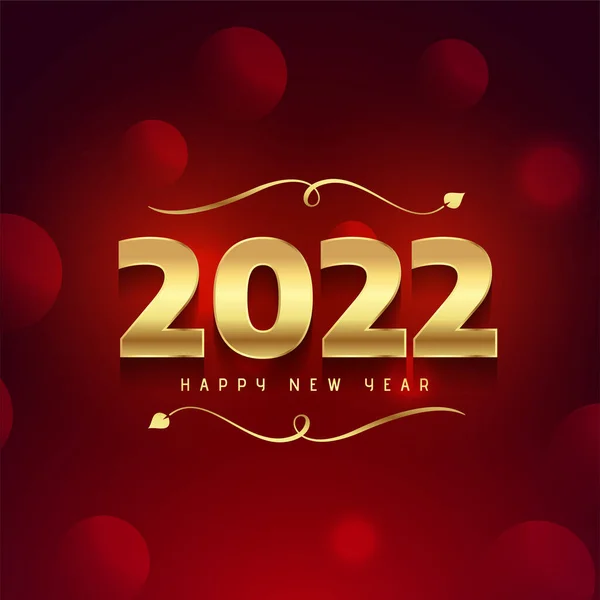 Happy New Year Luxury Greeting Golden Color Red Background — Stock Vector