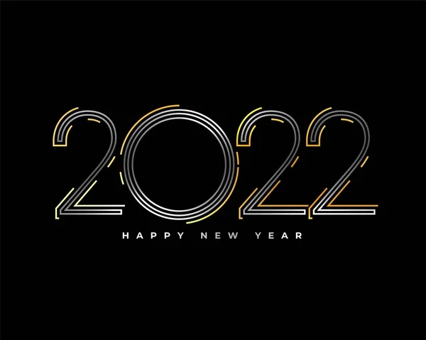 Stylish Golden Silver 2022 New Year Wallpaper — Stock Vector