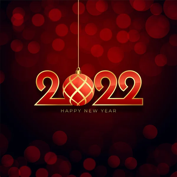 Щасливий Новий Рік Червоний 2022 Селера Привітання Прикрасою Різдвяного Яча — стоковий вектор
