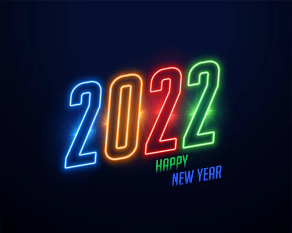 Красочный Неоновый Стиль Новым 2022 Годом Фон — стоковый вектор