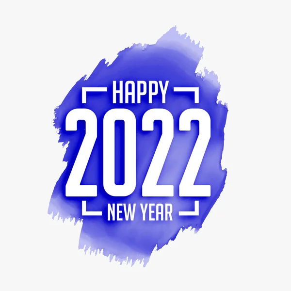 Feliz Año Nuevo Acuarela 2022 Saludo Fondo — Vector de stock