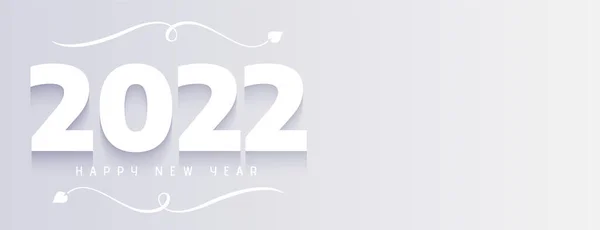 Elegante Branco 2022 Ano Novo Design Banner Minimalista — Vetor de Stock