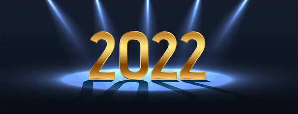 2022 Goldener Text Auf Der Bühne Mit Spotlichteffekt — Stockvektor