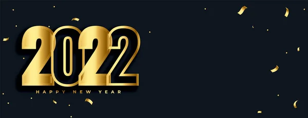 2022 Feliz Ano Novo Texto Dourado Com Fundo Confete —  Vetores de Stock