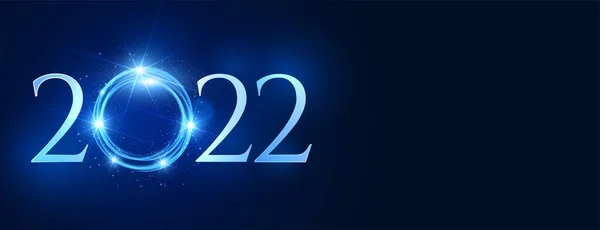 Heureux Nouvel 2022 Bleu Scintillant Conception Bannière Texte — Image vectorielle