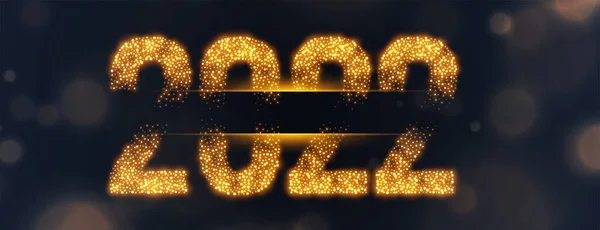 Gelukkig Nieuwjaar 2022 Gouden Glinsterende Tekst Effect Banner Ontwerp — Stockvector