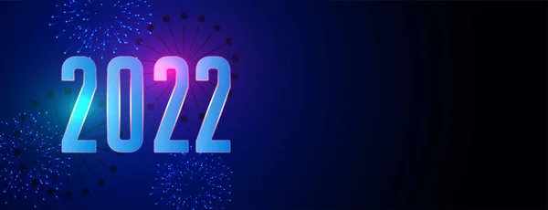 2022 Szczęśliwy Nowy Rok Niebieski Błyszczący Sztandar Fajerwerki Projekt — Wektor stockowy