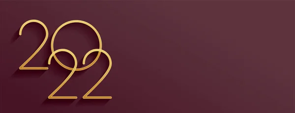 Simple 2022 Nuevo Año Elegante Texto Dorado Efecto Banner Diseño — Archivo Imágenes Vectoriales