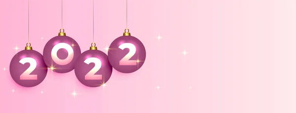 2022 Glanzend Kerstbal Decoratie Nieuwjaar Banner Ontwerp — Stockvector