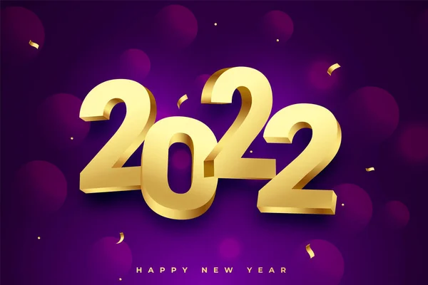 Złoty Baner Tekstowy 2022 Nowy Rok Fioletowym Błyszczącym Tle — Wektor stockowy
