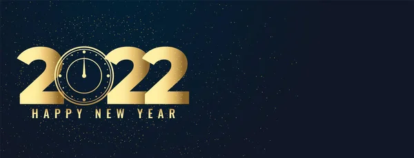 Feliz Ano Novo 2022 Banner Saudação Texto Dourado — Vetor de Stock