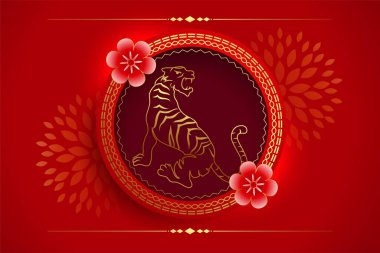 Çin Yeni Yıl Kutlaması 2022 Kaplan Tasarımı ile kırmızı karşılama