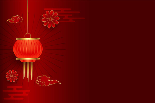 traditional red chinese background with 3d lantern and text space