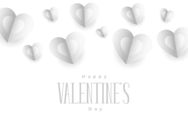 Elegant White Flying Hearts Valentines Day — Stok Vektör