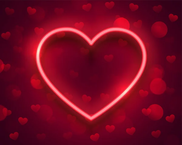 Beautiful Love Bokeh Background Neon Hearts Text Space — Stockový vektor