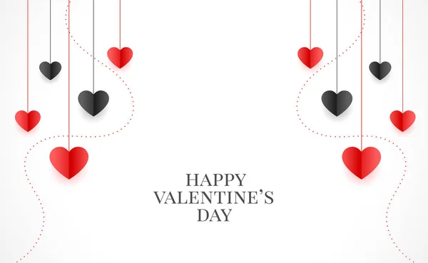 Stylish Valentines Day Poster Hanging Hearts — Image vectorielle