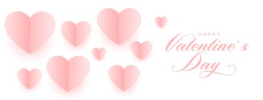 valentines day soft paper hearts web banner design