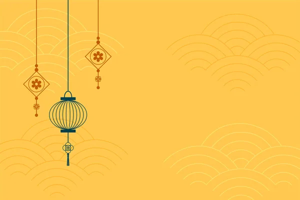 Fond Chinois Simple Avec Lanterne Déco — Image vectorielle