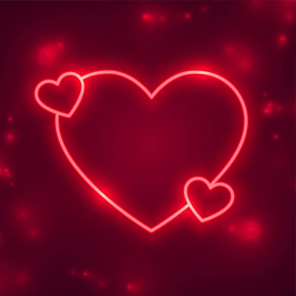 Valentýn Červený Neonový Pozdrav Textovým Prostorem — Stockový vektor