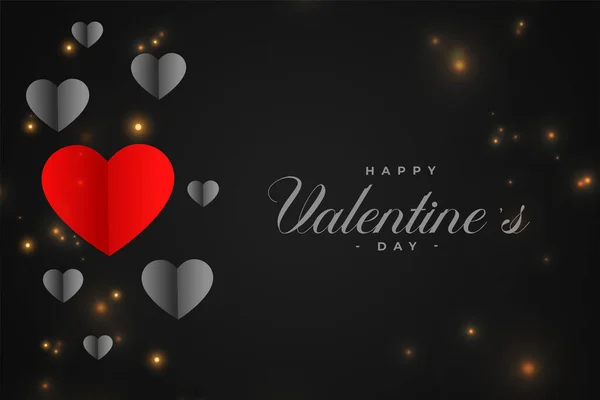 Tarjeta San Valentín Negro Con Diseño Corazón Rojo — Vector de stock