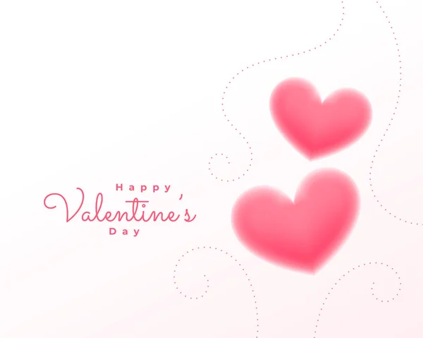 Valentinstag Wünsche Hintergrund Mit Zwei Rosa Herzen — Stockvektor
