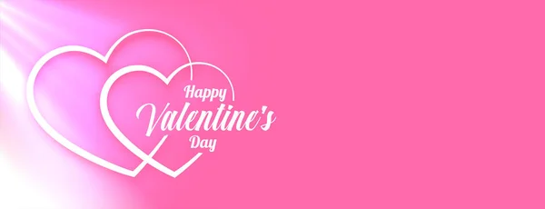 Día San Valentín Banner Rosa Con Efecto Luz Brillante — Vector de stock