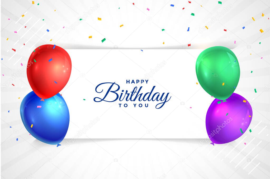 happy birthday colorful balloons card design