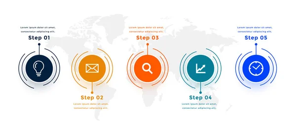 Fünf Schritte Marketing Infografik Vorlage — Stockvektor