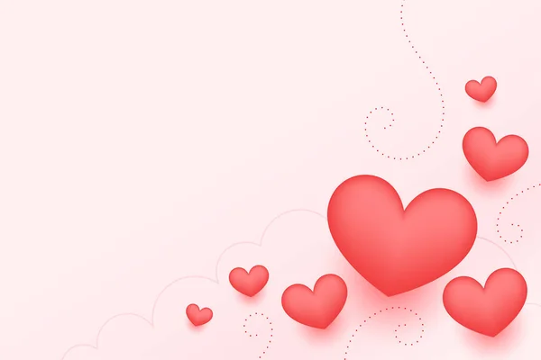 Valentines Minimalistes Carte Simple Avec Des Coeurs Rouges — Image vectorielle