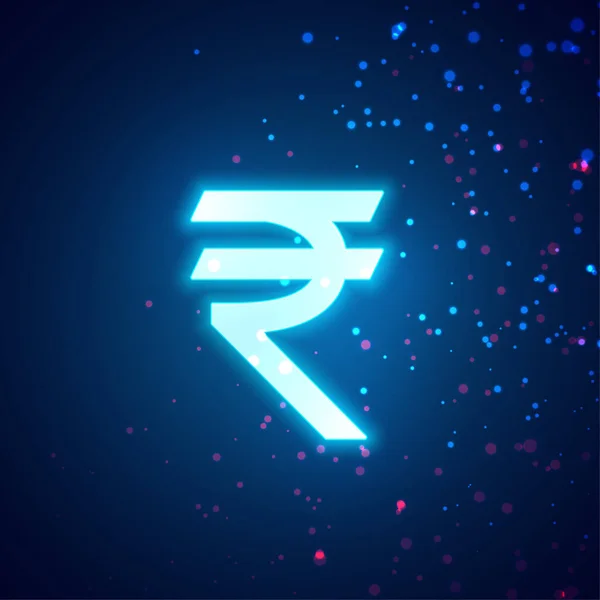 Digitales Glühendes Rupie Symbol Mit Partikeleffekt — Stockvektor