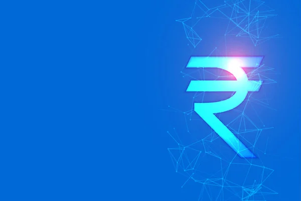 Digitales Rupie Währungssymbol Auf Blauem Hintergrund — Stockvektor