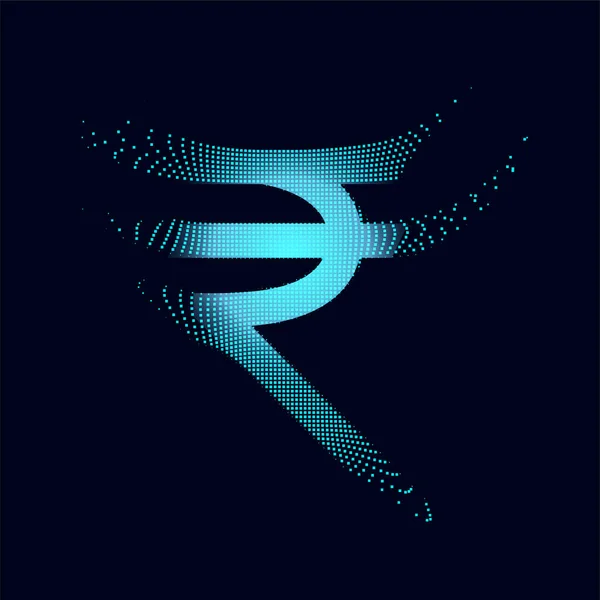 Digitales Rupie Symbol Aus Teilchen — Stockvektor