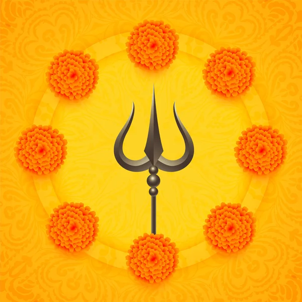 Trishul Λουλούδια Maha Shivratri Γιορτή Χαιρετισμό — Διανυσματικό Αρχείο