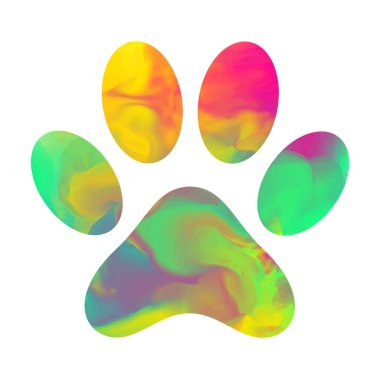 suluboya renkli köpek ve kedi pençesi izi