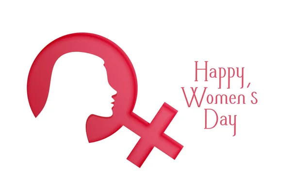 女性のシンボルと顔を持つ女性の日カード — ストックベクタ