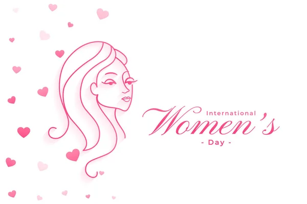 Glücklich Womens Day Line Stil Kartendesign — Stockvektor