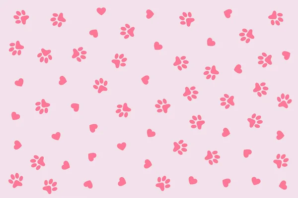Αποτύπωμα Ποδιού Σκύλου Γάτας Σχεδιασμό Καρδιών — Διανυσματικό Αρχείο
