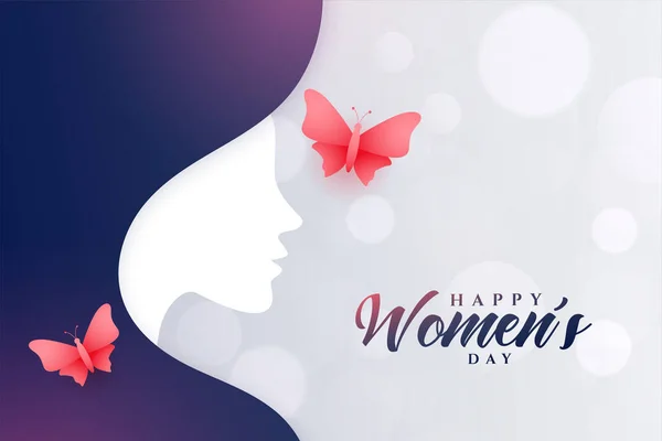 Belle Journée Des Femmes Salutation Avec Papillon Volant — Image vectorielle