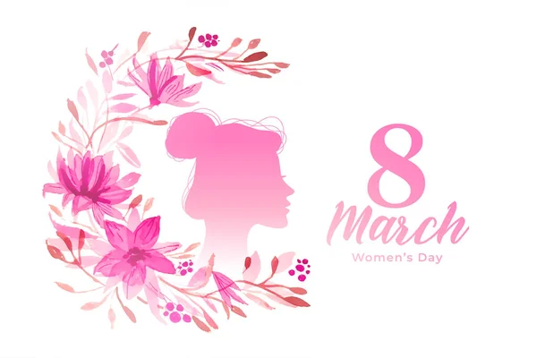 Día Las Mujeres Acuarela Saludo Diseño Flores — Vector de stock