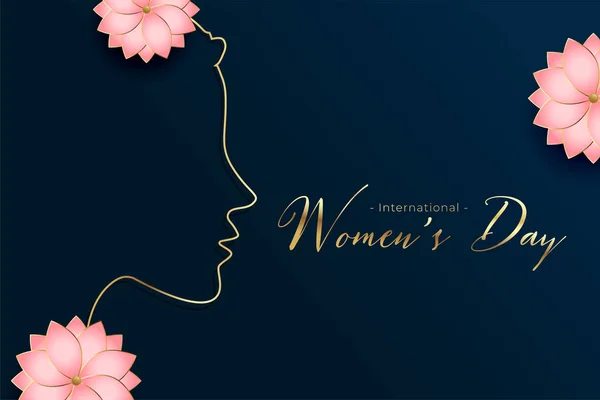 Χρυσό Γυναικείο Χαιρετισμό Ημέρα Διακόσμηση Λουλουδιών — Διανυσματικό Αρχείο