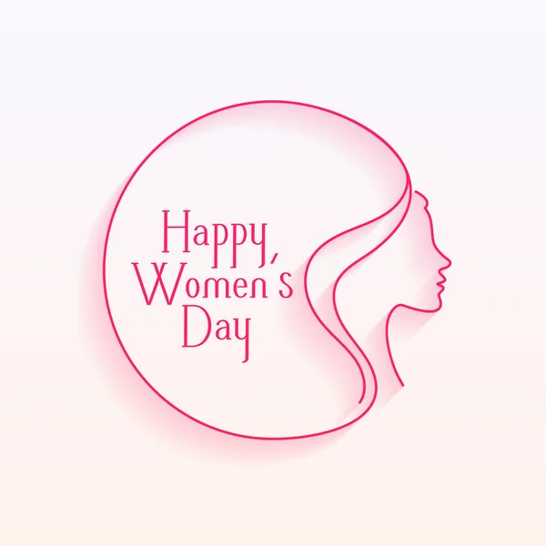 Linie Stil Glücklich Womens Day Card Design — Stockvektor