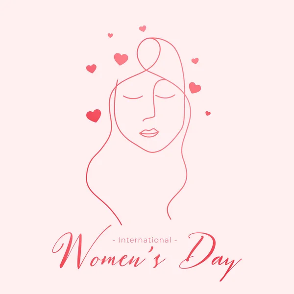 Happy Womens Day Line Style Card Design — Stock Vector